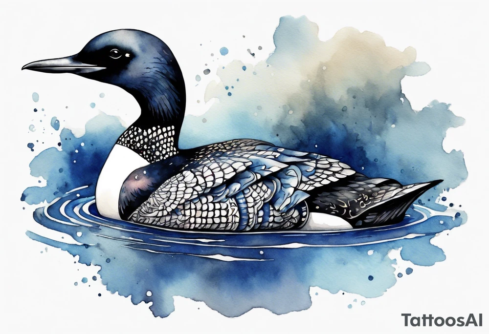a loon wearing a dark blue alb, mystic tattoo idea