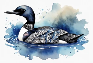 a loon wearing a dark blue alb, mystic tattoo idea
