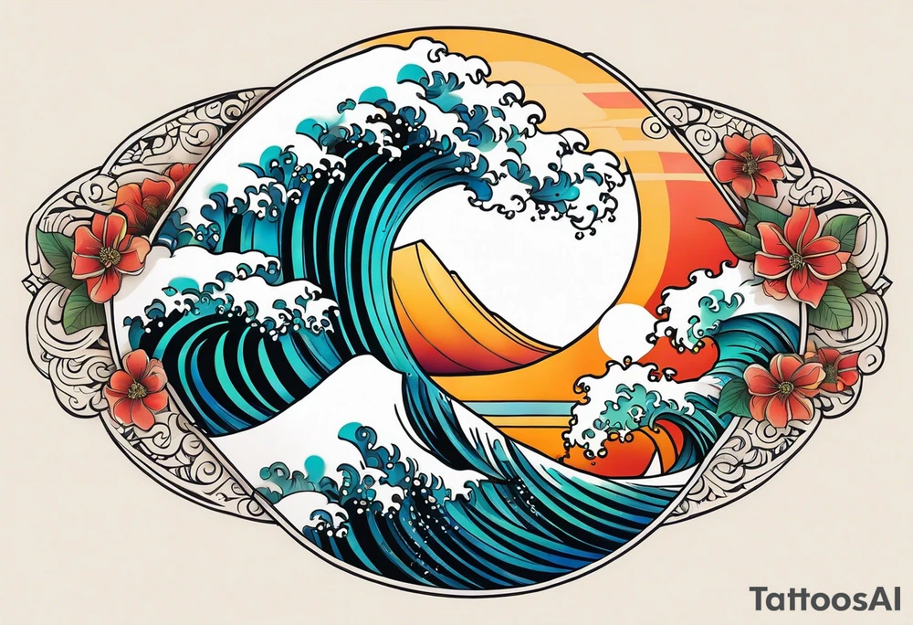 Surfboard with a wave inside it tattoo idea