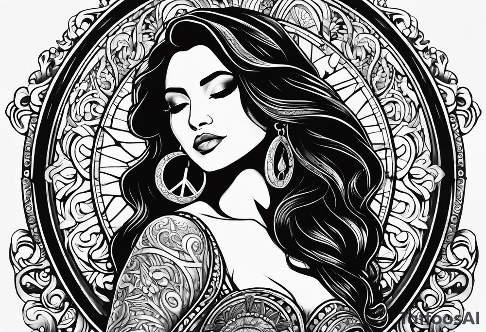 Hispanic/ Latin goddess, love, forgiveness, strength, peace, cancer sign , time, past, future tattoo idea