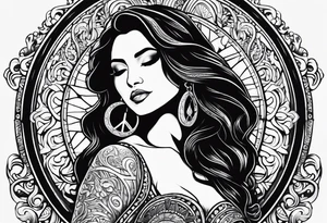 Hispanic/ Latin  goddess, love, forgiveness, strength, peace, cancer sign , time, past, future tattoo idea