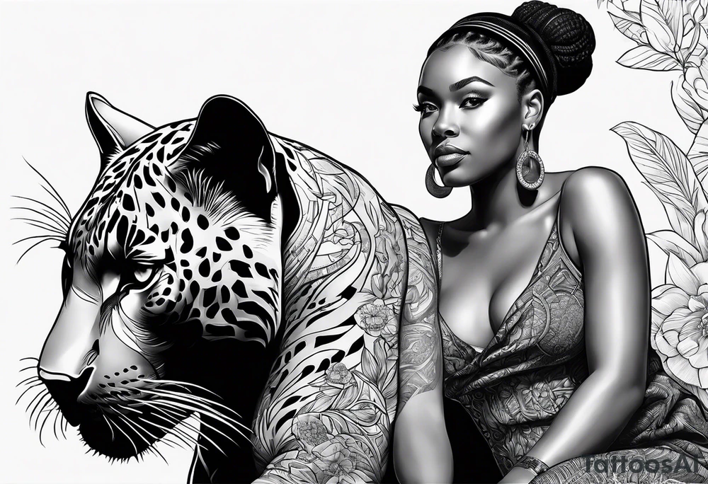 Thick black girl riding black panther tattoo idea