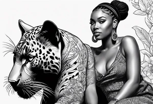 Thick black girl riding black panther tattoo idea