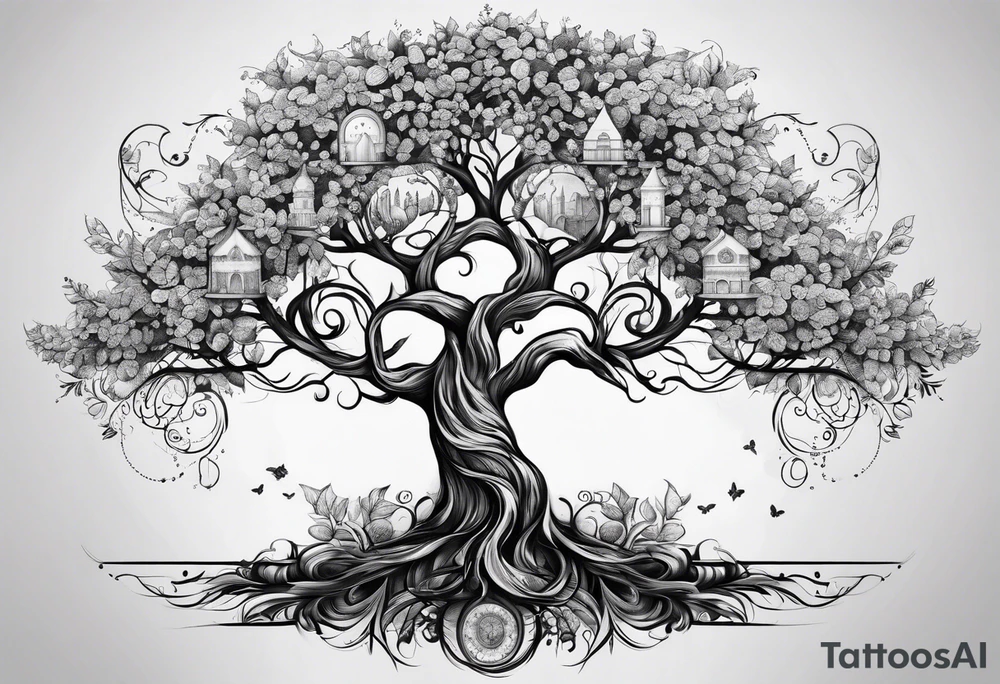 Family tree with names tattoo idea