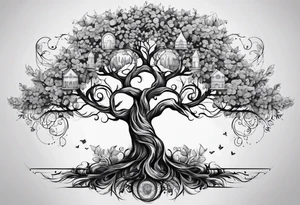 Family tree with names tattoo idea