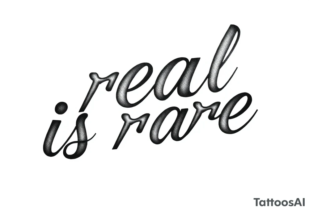 "real is rare" quote in straight line style tattoo idea