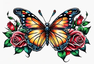 Rose and butterfly spine tattoo tattoo idea