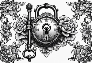 A vintage lock and key tattoo idea
