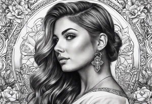 long sleeve tattoo about Christianity, family and the love of life tattoo idea