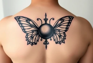 powerful majestic like ball in throat butterfly wings around it tattoo idea