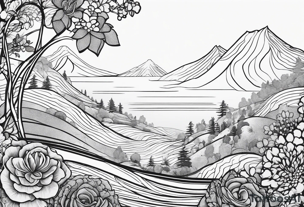 winding dotted line with X tattoo idea