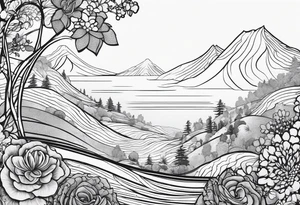 winding dotted line with X tattoo idea
