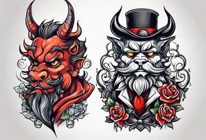 Stoner boy and girl devils tattoo idea