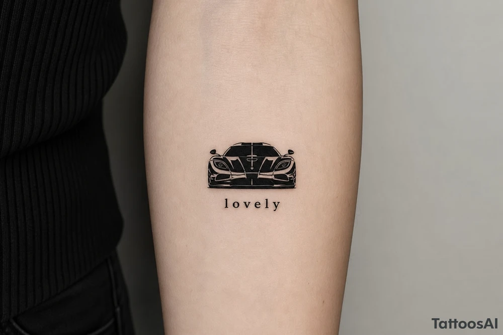 Koenigsegg ghost and below written simply lovely tattoo idea