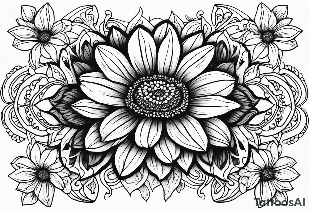 Galaxy with an Indian blanket flower tattoo idea