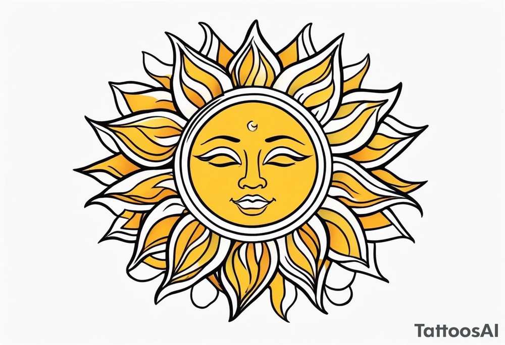 a sun with blond hair tattoo idea