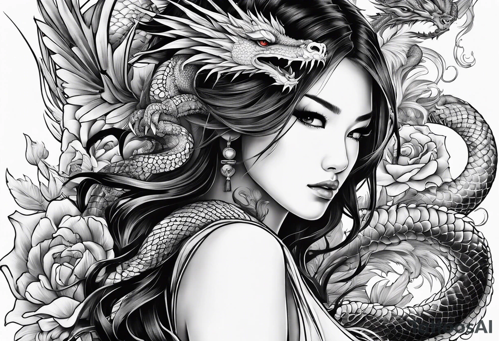 fit in one sheet warrior nymph with dragon tattoo idea