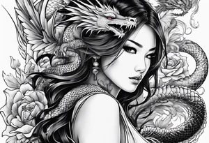 fit in one sheet warrior nymph with dragon tattoo idea
