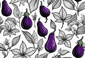 There is a north needle in the center, and outside the north needle there are several leaves of eggplant. tattoo idea