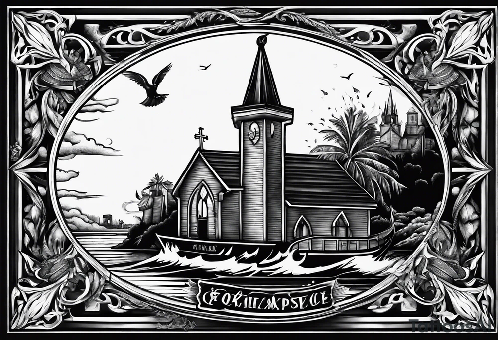 church burning down tattoo idea