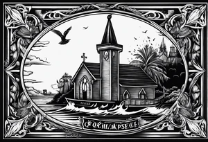 church burning down tattoo idea