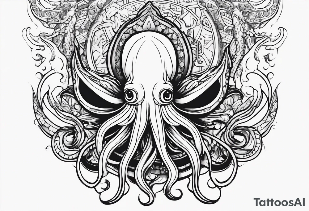 squid with adult swim style tattoo idea