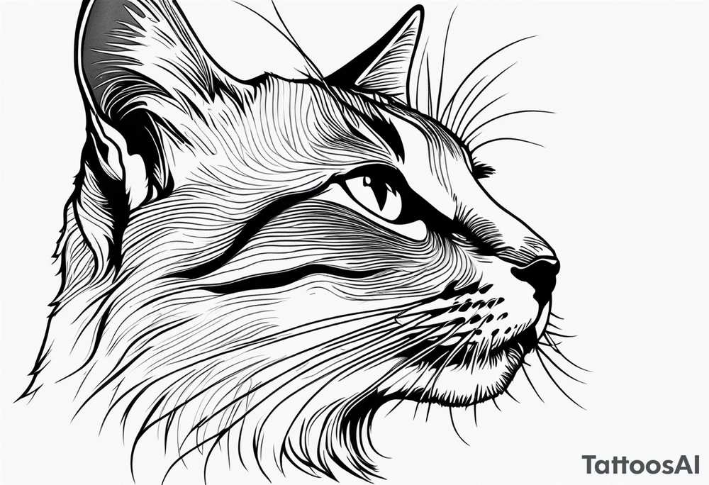 left side profile of a cat face tattoo idea