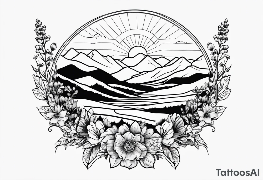hills, wildflowers, sunshine, no trees, delicate tattoo idea hills, wildflowers, sunshine, no trees, delicate tattoo idea