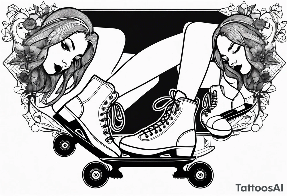 roller skating girls tattoo idea