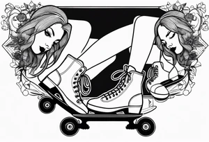 roller skating girls tattoo idea