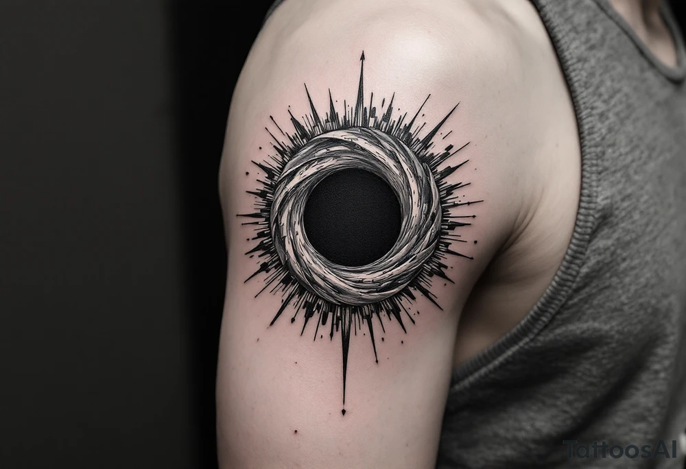 2 different worlds on both sides of a black hole tattoo idea