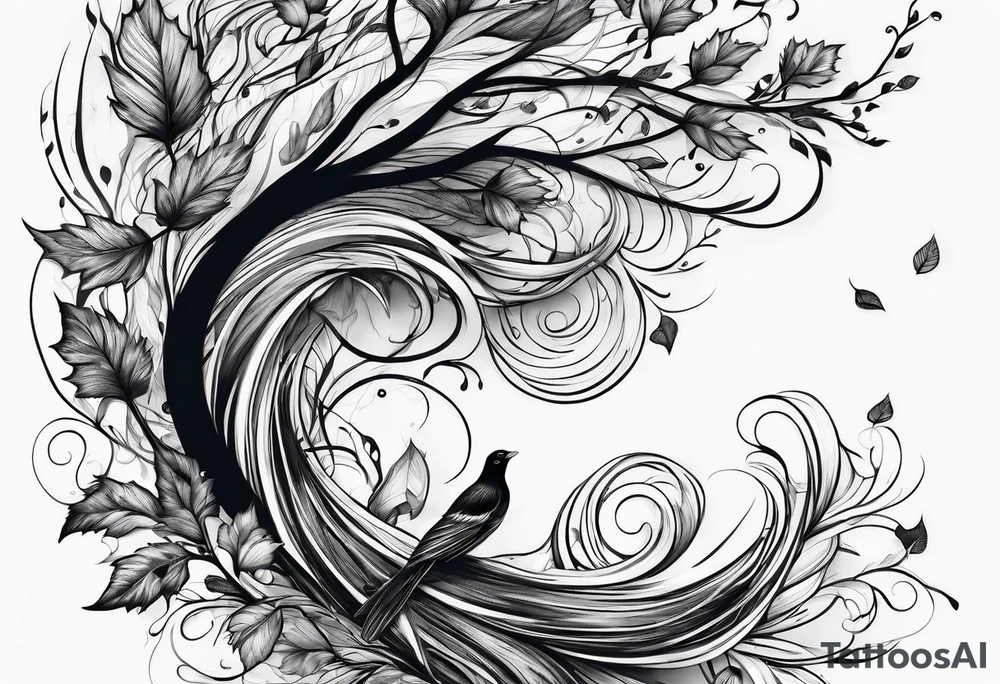 Leaves blown in the wind tattoo idea