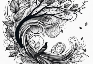 Leaves blown in the wind tattoo idea