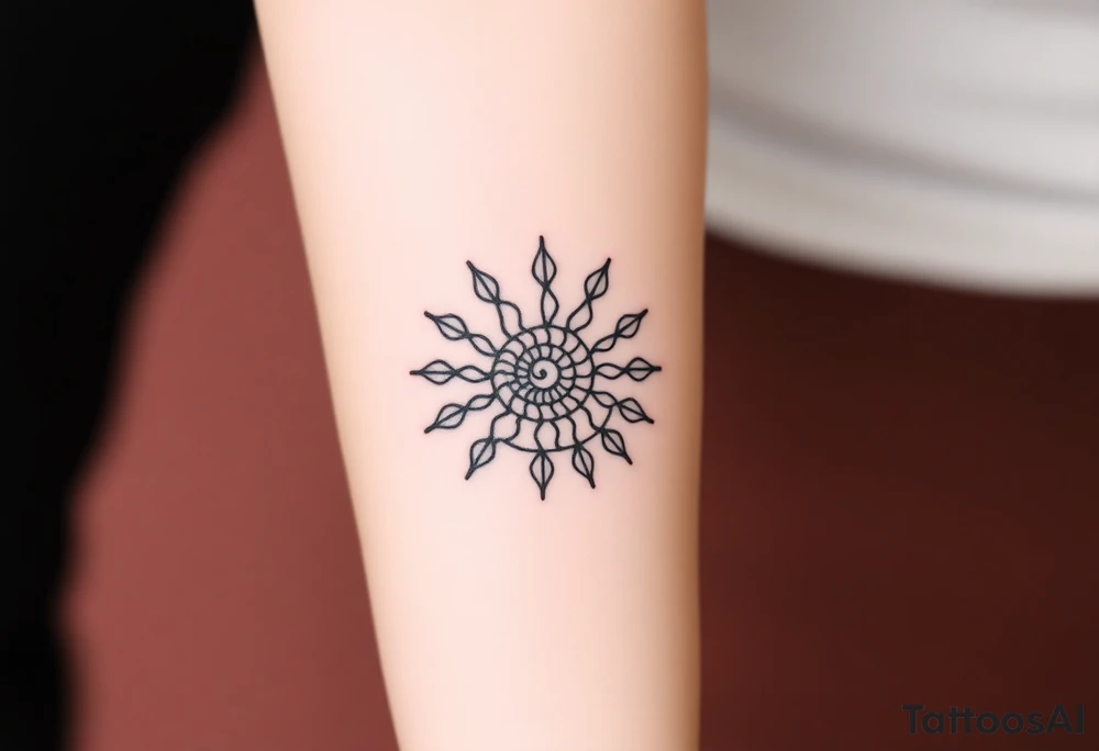 Fibonacci spiral shell sun tattoo idea
