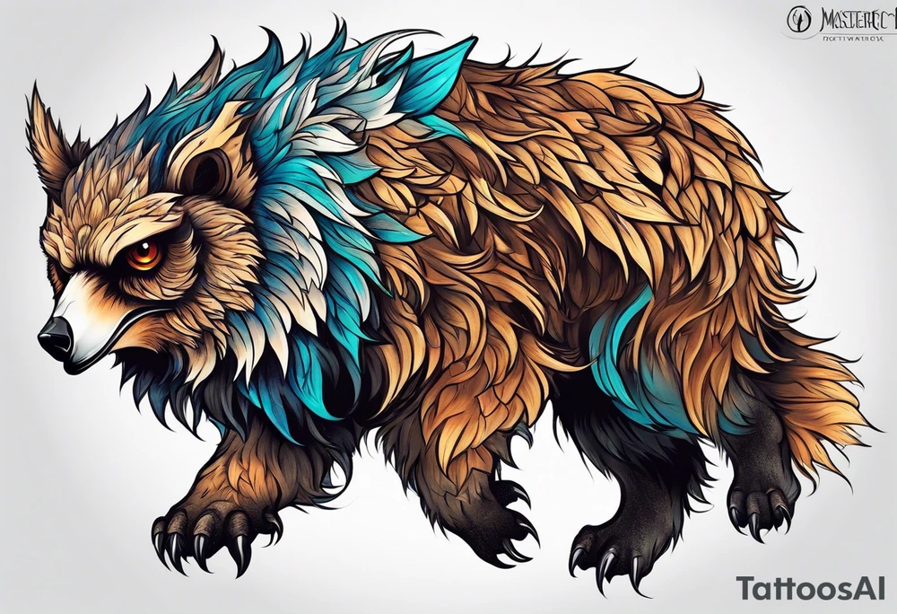 leaping owlbear tattoo idea
