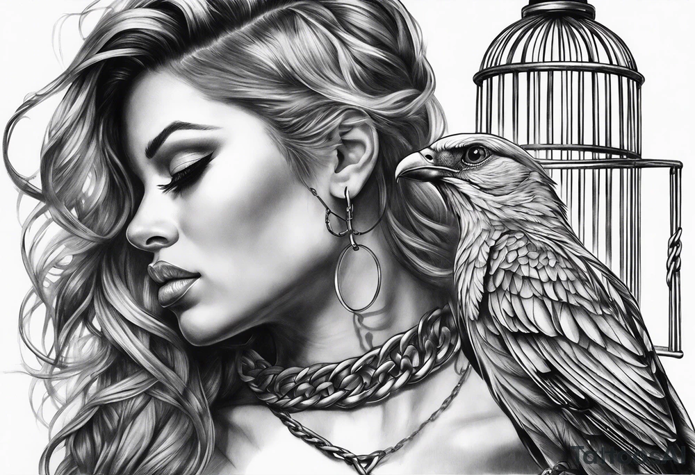 caged bird chained tattoo idea