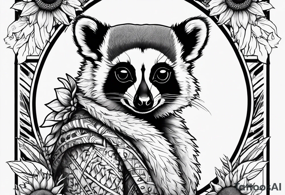 Lemur and sunflower tattoo idea