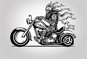 i want a tattoo of a viking skeleton riding a motorcycle with flames and I want the words “Viking Customs” incorporated into the design tattoo idea