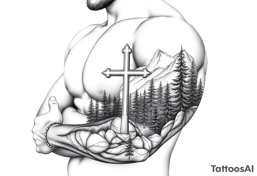 russian orthodox cross in a light forrest mountainous setting tattoo idea russian orthodox cross in a light forrest mountainous setting tattoo idea