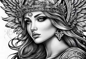 angel with skull head tattoo idea