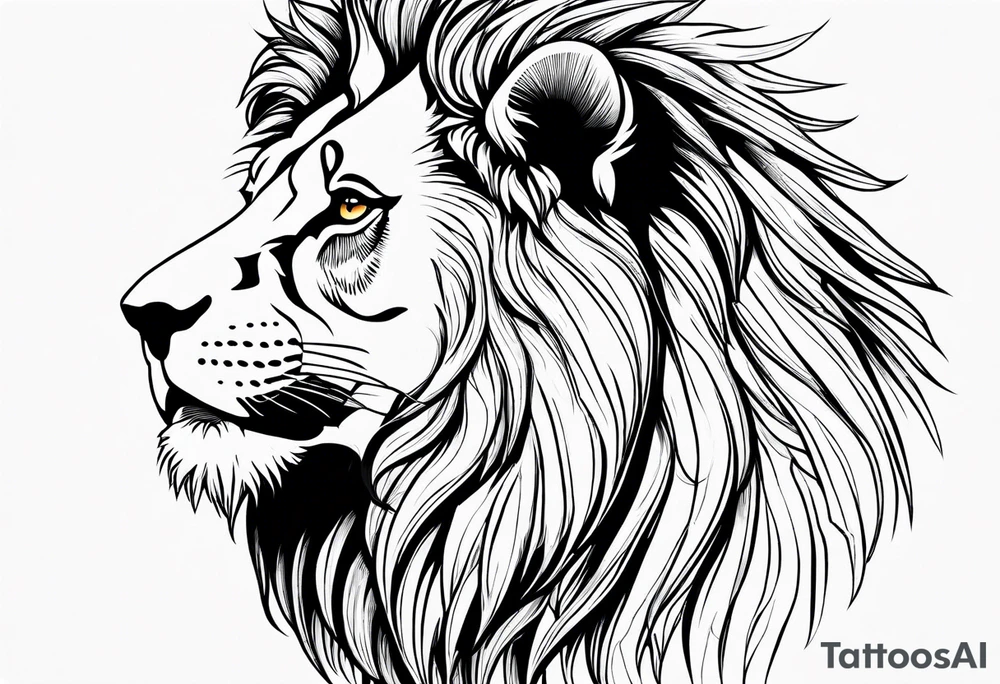 Courageous lion for my shoulder, side profile tattoo idea Courageous lion for my shoulder, side profile tattoo idea