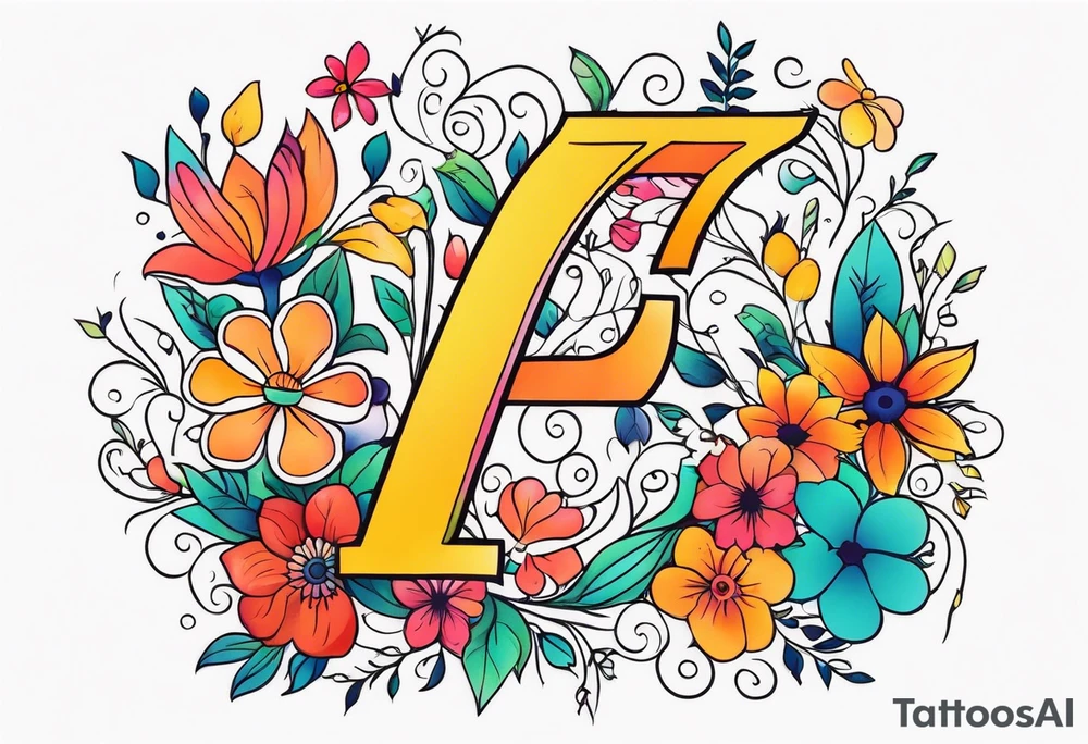 The number seven surrounded by colorful flowers tattoo idea The number seven surrounded by colorful flowers tattoo idea