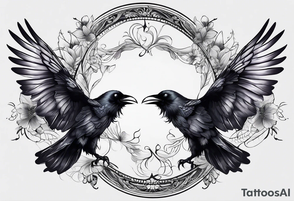 A Butterfly and a Raven together, they have the same size tattoo idea