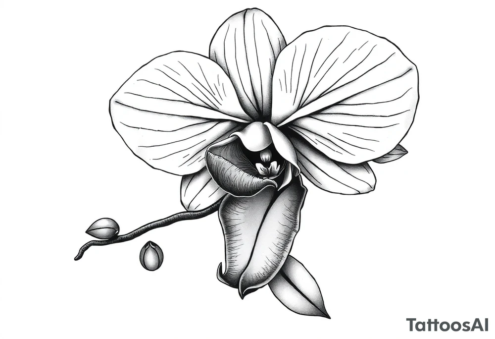 Orchid realistic with a mix with vagina tattoo idea