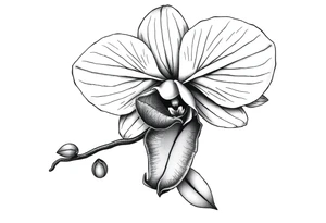 Orchid realistic with a mix with vagina tattoo idea