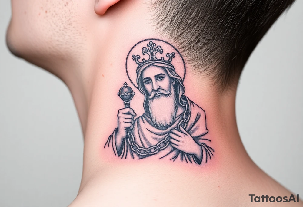 russian christian orthodox jesus xristos holding the russian orthodox thurible chains tattoo idea