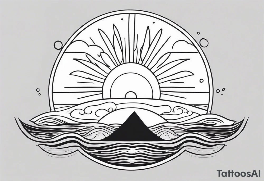 Sun with water at the bottom tattoo idea