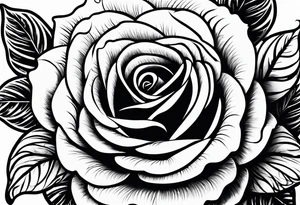 A black and white detailed rose with a lot of shading tattoo idea