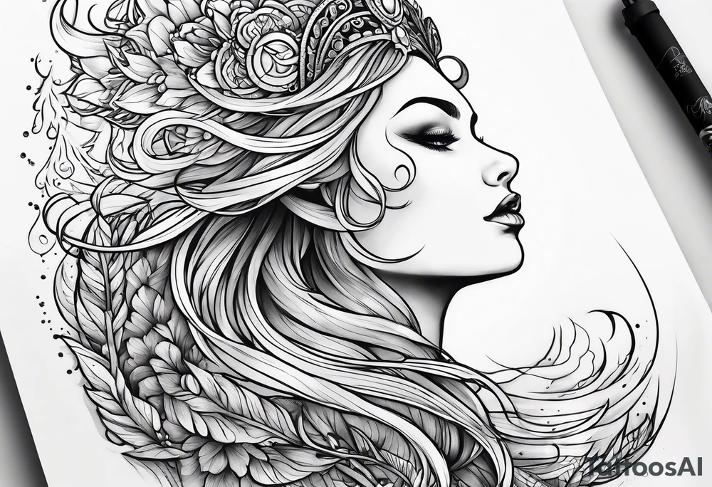 Norwegian mythology with aurora borealis tattoo idea