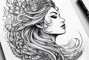Norwegian mythology with aurora borealis tattoo idea